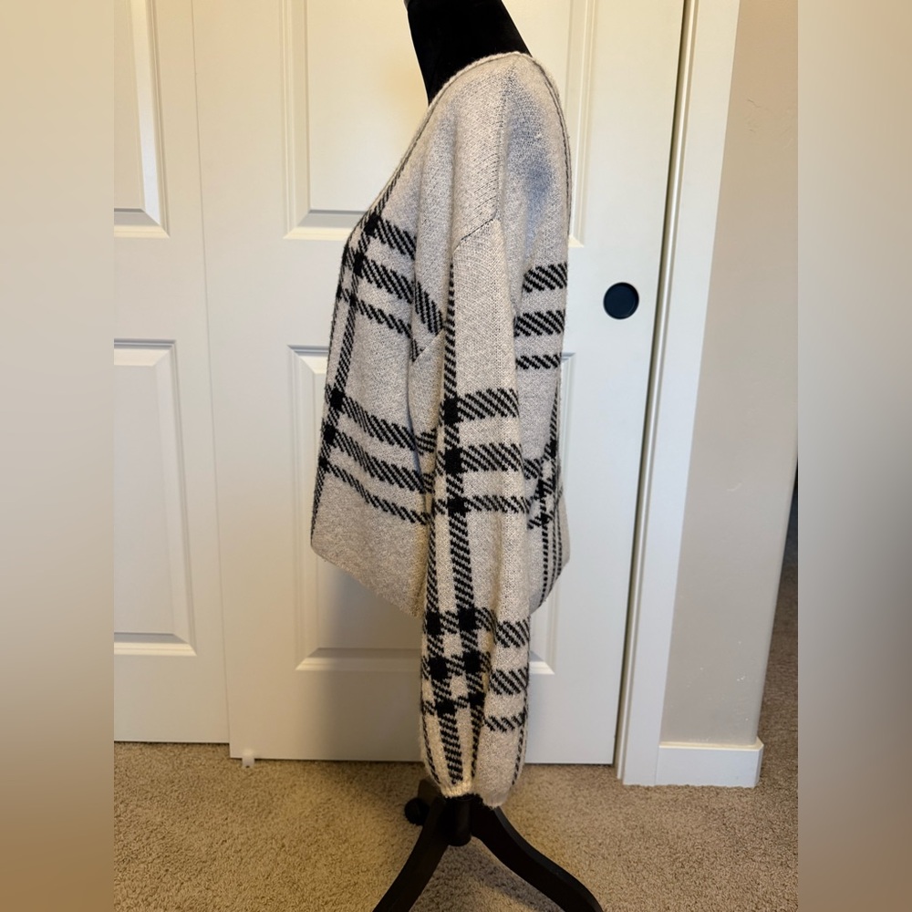Z Supply Plaid Black and White Sweater - Picture 2 of 7